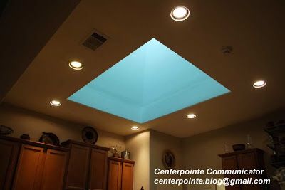 Kitchen Skylight, Skylight Kitchen, Skylight Window, Ocean Room, Blue Ceilings, Ceiling Treatments, Starter Home, Paint Colors For Living Room, Painted Ceiling