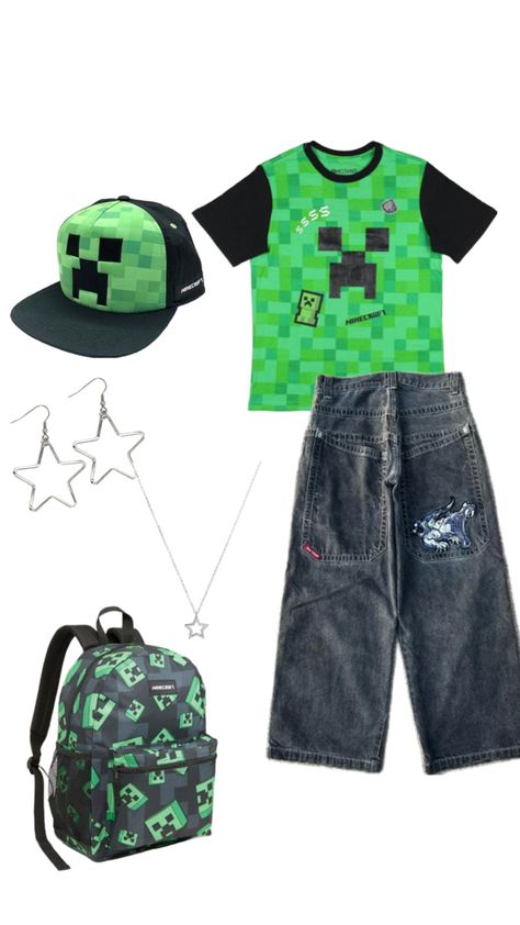 Minecraft Outfits, Creeper Outfit, Silly Clothes, Funky Shirts, Scene Outfits, Outfit Collage, Scene Fashion, Scene Kids, Dope Fashion