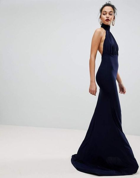 Long long dress #afilliate Homemade Dress, Fishtail Maxi Dress, Wedding Dresses Mermaid, Halter Bridesmaid Dress, Trendy Wedding Dresses, Fishtail Skirt, Dresses Mermaid, Maxi Dress Prom, Maxi Dress Navy