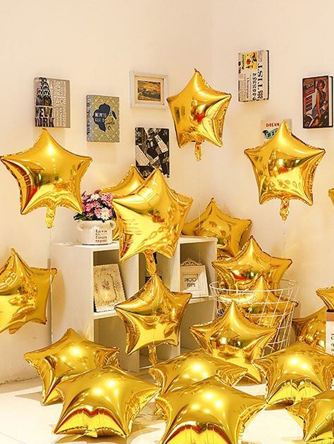 Gold  Collar  Polyester   Embellished   Event & Party Supplies Wedding Room Decorations, Camping Theme Party, Photo Balloons, Kids Party Decorations, Sewing Party, Mylar Balloons, Graduation Decorations, Star Decorations, Gold Party