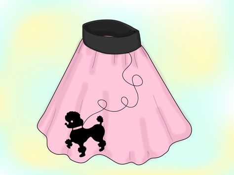 How to Make a Poodle Skirt Without a Pattern and With Minimal Sewing -- via wikiHow.com Skirt Template, Poodle Skirt Pattern, Sock Hop Party, Sock Hop, Poodle Skirt, Sew Ins, Sewing For Beginners, Learn To Sew, A Pattern