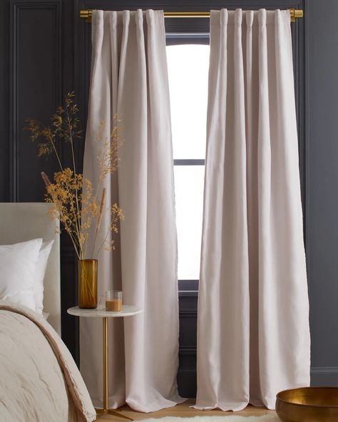 European Linen Blackout Curtain Blush Curtains, White Blackout Curtains, Blackout Curtains Bedroom, Linen Blackout Curtains, Goose Down Pillows, Linen Layers, Farmhouse Curtains, Darkening Curtains, Beautiful Curtains