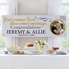 Engagement Celebration Photo Banner Personalized Bridal Shower Gifts, Reception Gifts, Engagement Banner, We're Engaged, Diy Projects For Bedroom, Unique Bridal Shower, Engagement Celebration, Engagement Party Decorations, Love Marriage