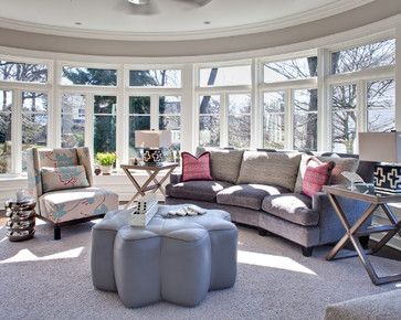 Pelham Renovation - contemporary - living room - new york - Karen Houghton Interiors Hexagon Living Room, Round Ottoman Living Room, Nyack Ny, Modern Couches Living Room, Living Room New York, Small Modern Living Room, Round Living Room, Living Room Layout, Living Room Images