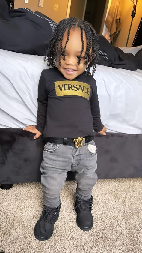 Baby Boy Outfits Black Boys, Light Skin Baby Boy, Little Boy Outfits Black Boys, Baby Boy Drip, Black Baby Boy Outfits, Black Toddler Boy, Toddler Boy Fashion Swag, Kids Fashion Boy Swag, Baby Boys Black