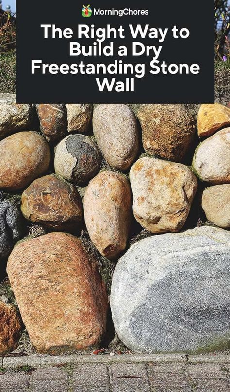 How To Build A Stone Wall Diy, Building A Stone Wall Garden, How To Build Rock Walls, Diy Rock Retaining Wall How To Build, How To Build A Stone Wall, How To Build A Rock Wall, Diy Rock Wall Landscape, Diy Rock Retaining Wall, Dry Stone Wall Garden Ideas