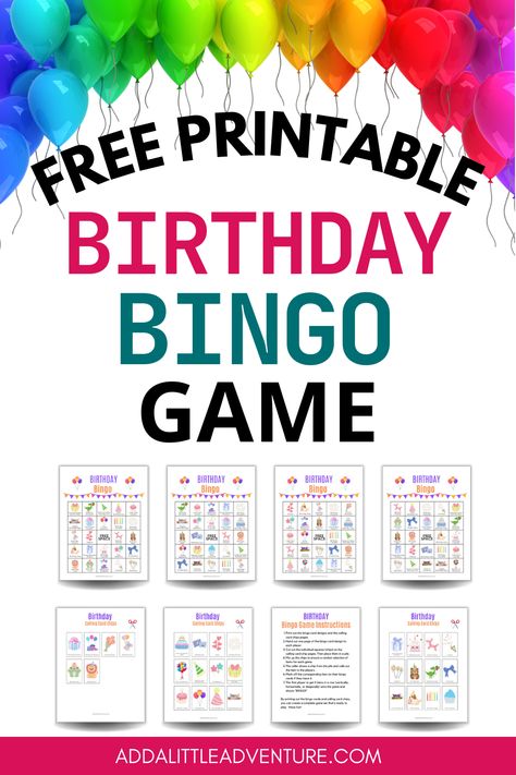 Free Printable Birthday Bingo Game Birthday Activities Kids, Birthday Bingo, Free Printable Bingo Cards, Free Bingo Cards, 4th Of July Games, Bingo For Kids, Bingo Template, Birthday Activities, Bingo Printable