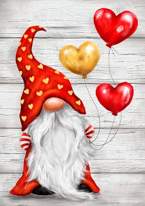 Amazon.com: Toland Home Garden 1012628 Heart Gnome Valentine Garden Flag 28x40 Inch Double Sided for Outdoor Valentines Day House Yard Decoration : Patio, Lawn & Garden Canvas Art Gifts, Gnome Paint, Gnome Pictures, Christmas Diamonds, Diy Rhinestone, Kraf Diy, Easter Cross, Red Balloon, Crystal Crafts