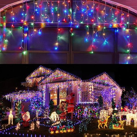 Outdoor Christmas Decorations Holiday Multicolor Icicle Lights Outdoor, Led Icicle Lights, Christmas Light Curtains, Icicle Christmas Lights, Led Curtain, Halloween Tattoo, Icicle Lights, Led Christmas Lights, Salalah