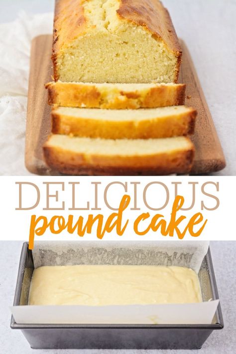 This deliciously easy pound cake is simply irresistible. It is moist, buttery, and will melt in your mouth! #poundcake #easypoundcake #cake #dessert #cakerecipe Homemade Pound Cake, Easy Pound Cake, Pound Cake Recipes Easy, Butter Pound Cake, Moist Pound Cake, Super Easy Desserts, Loaf Cake Recipes, Pound Cake Recipe, Homemade Cake Recipes