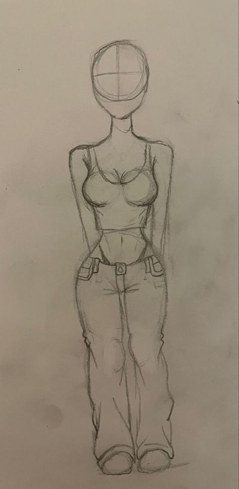 Sketches Easy Bodies, Rough Body Sketches, Drawing A Person Easy, Easy Body Drawings Simple, Easy Body To Draw, Easy Drawings Person, Headless Body Drawing, Cute Girl Drawing Sketches Easy, Sceches Drawing Girl