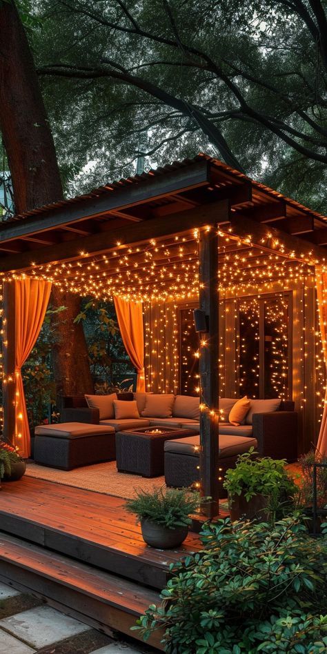 String Lighting, Outdoor Gazebo, Patio String Lights, Kids Beach, Beach Hacks, Outdoor Decor Backyard, Backyard Makeover, Outdoor Patio Decor, Dream Backyard