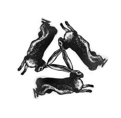 3 Hares Tattoo, Three Rabbits Symbol, Two Headed Rabbit Tattoo, Three Hares Tattoo, Hare Stencil, Woodsy Tattoos, 3 Hares, Three Hares, Fineline Tattoos