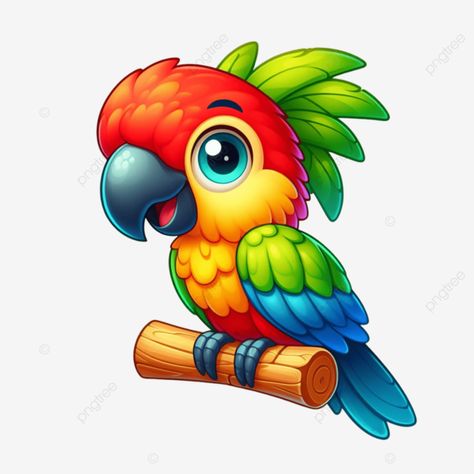 cartoon illustration of a colorful parrot with big eyes cute birds cartoon illustration of a color Parrot Mask, Cute Parrots, Cartoon Parrot, Parrot Illustration, Birds Cartoon, Parrot Cartoon, Birds Png, Birds Cute, Cute Parrot