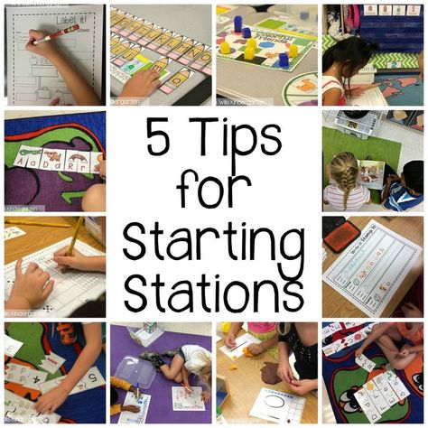 Wondering how to start math and literacy stations to help your students increase their learning potential? Check out these 5 tips for starting stations! Classroom Learning Centers, Kindergarten Stations, Kindergarten Classroom Management, Starting Kindergarten, Reading Stations, Literacy Centers Kindergarten, Classroom Centers, Learning Stations, Classroom Organisation