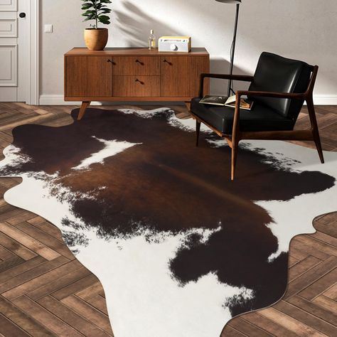 PRICES MAY VARY. [Cowhide Rug] This Faux Cowhide rug is made of 100% polyester fiber, using the latest manufacturing process to make it closer to the real cowhide, which is the best choice for decorating your room [Anti-slip & Hard-Wearing] Cowhide rug backing is made of high quality flannelette, this material is hard-wearing and strong, has good waterproof performance and anti-slip function, is your long-term use of the ideal choice [Stylish home decor] This cute animal print rug is so stylish Living Room Western Decor, Cow Print Carpet, Living Room Western, Cow Print Area Rug, Cowhide Rug Living Room, Room Western, Cow Print Rug, Brown Cowhide Rug, Faux Cowhide Rug