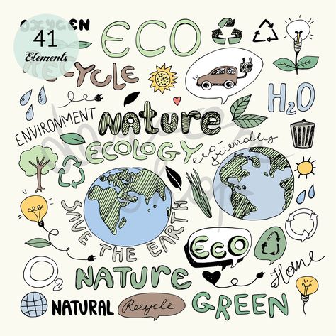 Eco Drawing Art, Environment Scrapbook, Nature And Environment Art, What Is Environment, Recycling Doodles, Earth Day Doodles, Recycling Symbol Art, Environmental Science Art, Biology Doodle Art