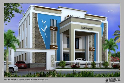 Kalyanamandapam @ Gingee - Tamilnadu Temple Elevation, Living Partition, Wedding Mandapam, Front Building Design, School Collage, Front Elevation Design, Community Hall, Commercial Design Exterior, Convention Hall