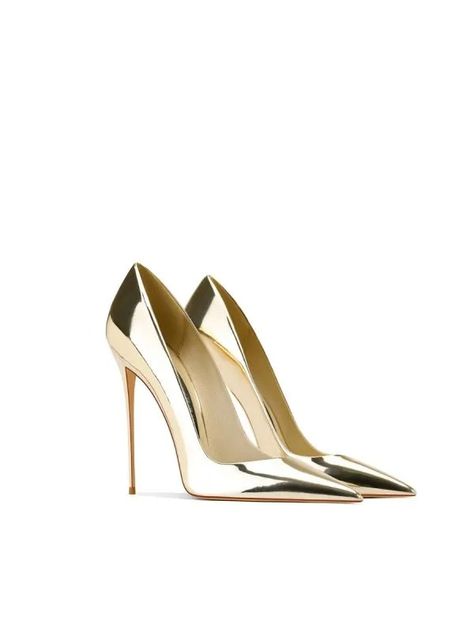 Pumps Gold Stilettos, Shoes Heels Classy, Heels Gold, Party Pumps, Pointed Pumps, Gold Pumps, Pumps Heels Stilettos, Pointed Toe Heels, Gold Heels