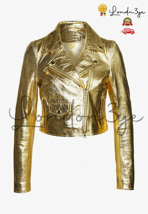 Classic Motorbike, Cropped Biker Jacket, Metallic Jacket, Denim Skirt Women, Leather Motorcycle Jacket, Leather Jackets Women, Gold Leather, Leather Care, Biker Jacket