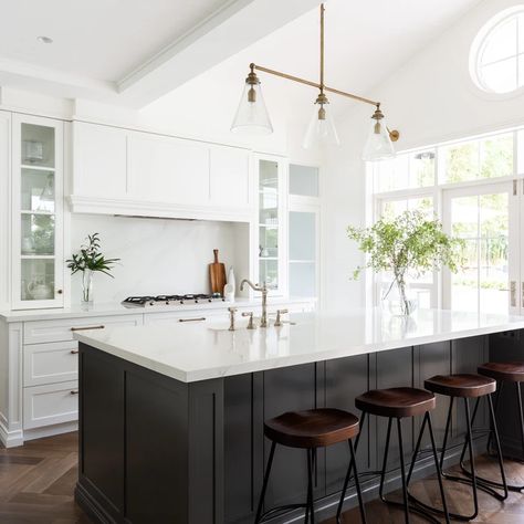 Beauty Point | Laura hollingsworth Greige Kitchen, Kitchen Vibes, Black Kitchen Island, Space Kitchen, Transitional Bathroom, Kitchen Extension, Transitional Kitchen, Updated Kitchen, Black Kitchens