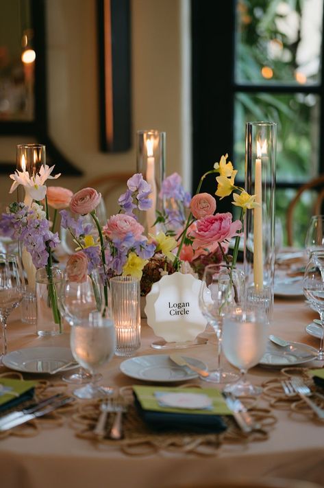 Acrylic table names, letterpress menus, hand calligraphy place cards, and gorgeous florals for this Palm Beach wedding.  Planner - @ ginamarieevents Venue - @ thebraziliancourt | @ cafebouludpb Photography - @ dmargerite Videography - @ neuenfilms Floral - @ luceloflor Stationery - @ we.are.volk Beauty - @ facetimebeauty Bar Cart - @ boozie_bluebell Rentals - @ islandpartyrentals | @ unearthedrentals Linen - @ bbjlatavola Cake/Desserts - @ earthandsugar Garden Wedding Table Decorations, Flower Bar Ideas, Wedding Place Card Ideas, Floral Place Cards, Wedding Table Name Cards, Calligraphy Place Cards, French Country Wedding, Bright Wedding Flowers, Table Name Cards