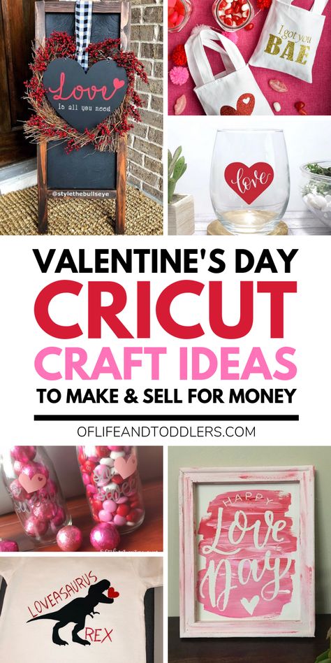 Cricut Valentine's Day Crafts that you make and sell for money. #cricut #cricutcrafts #valentinesday Cricut Craft Ideas, Cricut Valentine Ideas, Valentine Craft Ideas, Cricut Valentines Projects, Craft Ideas To Sell, Cricut Valentines, Pinterest Valentines, Cadeau St Valentin, Saint Valentin Diy