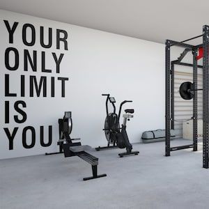 Home Gym Wall Mural, Home Gym Decals, Gym Shop Design, Gym Wall Quotes Motivational, Home Gym Motivation Wall, Home Gym Wall Art, Gym Mural Wall Art, Trainer Wall, Gym Murals