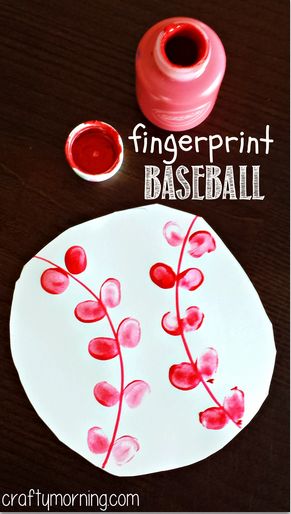 Have your kids make these cute fingerprint baseball crafts using just paper, paint, and fingers! This is a great art project for the summer or at a birthday party. Sport Crafts, Sport Art Projects, Summer Art Projects, Baseball Crafts, Sport Craft, Daycare Crafts, Classroom Crafts, Toddler Art, Camping Crafts