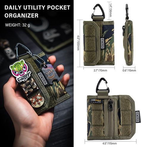 TACTICAL GEEK Storage A2 S EDC Pouch Organizer, Nylon Coin Purse, Multi-Purpose Storage Pocket, Cool Slim Multitools Pocket Organizer for Men, Compact Gadget Pouch for Daily Carry Camouflage - Amazon.com Edc Pouch, Gadget Pouch, Edc Wallet, Daily Carry, Pocket Organizer, Pouch Organizer, Edc Gear, Wallet Pouch, Men's Accessories