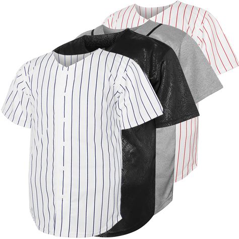 PRICES MAY VARY. 100% polyester, our baseball jerseys are crafted from lightweight material, offer you superior comfort, perfect for spring, summer and fall Baseball button down jersey shirts are perfect for school uniforms, party, hip hop perfermance, baseball team, basketball team, dance team, beach holiday and etc Consider purchasing one size up for a more relaxed fit. Please reference size chart for your best fit. Solid classic full button down closure baseball/softball jersey in superior qu Fall Baseball, Softball Jerseys, Plain Shorts, Dance Team, Striped Jersey, School Uniforms, Basketball Team, Dance Teams, Baseball Softball