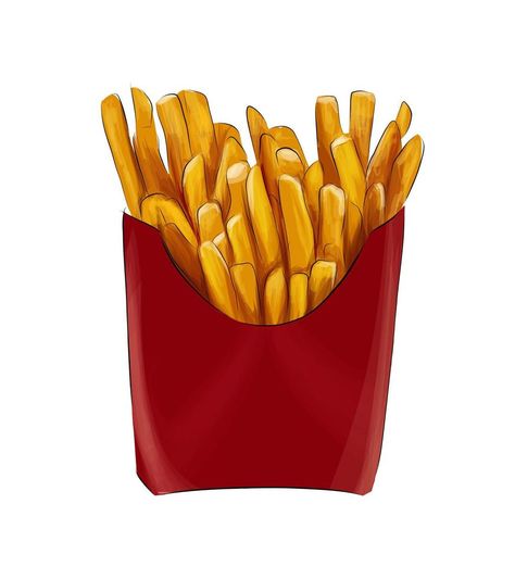 French fries in a box from multicolored paints. Splash of watercolor, colored drawing, realistic. Vector illustration of paints French Fries Illustration Art, French Fries Painting, Fries Painting, French Fries Drawing, French Fries Illustration, Fries Drawing, Fries Illustration, Practice Sketching, Large Fries