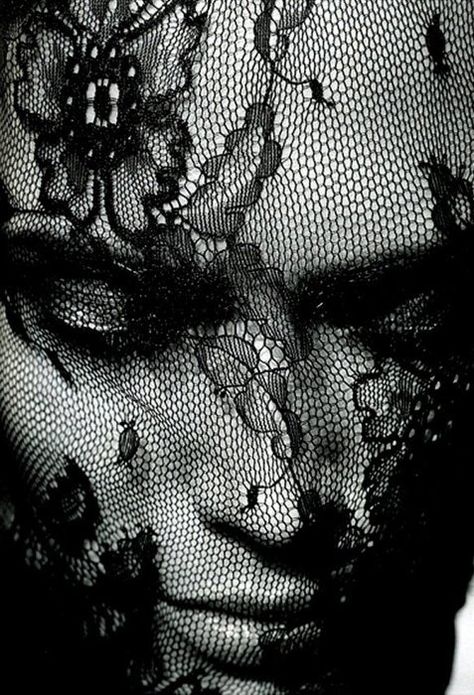 Face Lace, Lace Mask, Lace Veils, Dark Beauty, Black Magic, Shades Of Black, Black Is Beautiful, Back To Black, Black And White Photography