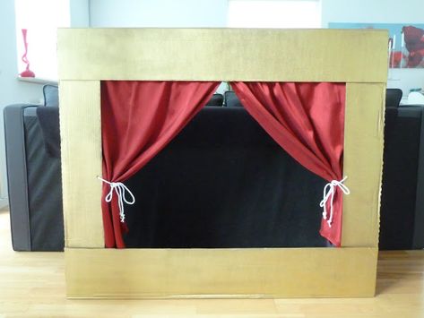 Ideas Caratulas, Diy Puppet Theater, Homemade Puppets, Diy Puppet, Theatre Crafts, Puppet Stage, Theatre Diy, Puppet Theaters, Stage Curtains