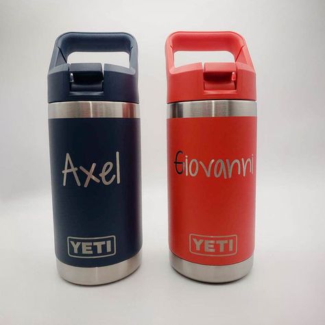 Personalized Engraved YETI 12oz Rambler Junior Water Bottle | Kids YETI Cup | Kids Water Bottle | Sports Youth | Children Water Bottle These super cute water bottles are perfect for the fun-loving kids in your life. These are genuine YETI 12oz Rambler Junior water bottles. The name is engraved and will never fade or wash away. If there's something different you would like engraved on the cup, just let me know! This product is made to order so the design may slightly differ on each item. PRODUCT Water Bottle Drawing, Yeti Rambler Tumblers, Engraved Yeti, Bottle Drawing, Powder Coated Tumblers, Cute Water Bottles, Yeti Cup, Yeti Tumbler, Engraved Tumbler