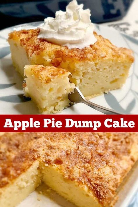 Apple Pie Dump Cake, Apple Dump Cake With Pie Filling, Apple Cake Recipe Easy, Apple Dump Cake Recipe, Apple Pie Cake, Apple Pie Filling Recipes, Boxed Cake Mixes Recipes, Dump Cakes, Apple Dump Cakes