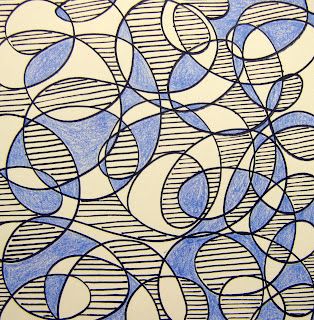 good example of unity by three shared elements blue, white and stripes repeated. Unity Art, Elements Of Art Line, Classe D'art, Love Lines, 8th Grade Art, Middle School Art Projects, Art Lessons Middle School, 6th Grade Art, Doodle Design