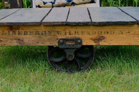 Antique Lineberry Factory Cart / Coffee Table. Like the dark table top with the lighter wood base. Coffee Table Plant, Factory Cart, Circle Coffee Tables, Solid Oak Coffee Table, Coffee Table Plants, Coffee Table Pictures, Cart Coffee Table, Dark Table, Grill Table