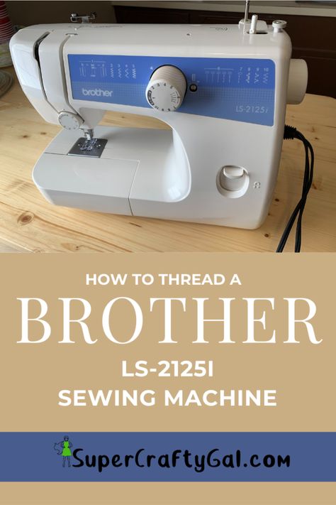 Learn how to top thread, wind a bobbin on, and install a bobbin on a Brother LS- 2125i Sewing Machine. With video! How To Put Thread In Sewing Machine, Brother Sewing Machine Tutorial, How To Thread A Singer Sewing Machine, Sewing Machine Troubleshooting, Sewing Machine Troubleshooting Brother, Brother Sewing Machine, How To Thread, Brother Sewing Machines, A Brother