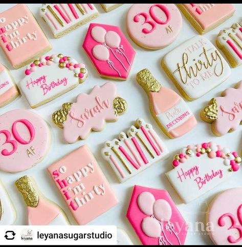 Cookies For 30th Birthday For Her, 30 Birthday Cookies Decorated, Dirty 30 Cookies Women, Hot Pink Cookies, 30th Birthday Cookies For Woman, 30th Birthday Cookies, 30th Birthday Party For Her, Bday Cookies, 30 Cookies