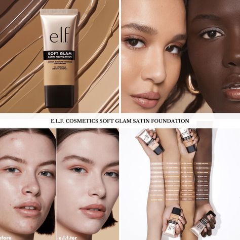 Sneak Peek! e.l.f. Cosmetics Soft Glam Satin Foundation Elf Satin Foundation, Elf Soft Glam Foundation, Golden Eyeshadow, Foundation Swatches, E.l.f. Cosmetics, Makeup News, Elf Cosmetics, Cosmetic Shop, Latest Makeup