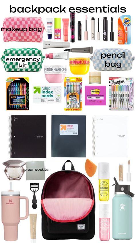 Back-to-School Packing List for Kids: A comprehensive list of everything your child needs for a successful school year, including clothes, school supplies, and electronics. #BackToSchool #BackToClass Back To School Essentials For Highschool, 9th Grade School Supplies List, Backpack Essentials Highschool, Back To School Necessities, Middle School Supplies, Middle School Essentials, School Emergency Kit, School Backpack Essentials, Preppy School Supplies