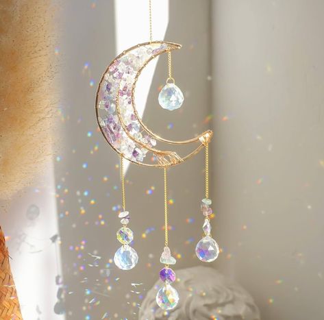 Crystal Dream Catcher, Celestial Room, Window Prism, Crystal Wind Chimes, Indoor Window, Crystal Moon, Rainbow Maker, Garden Windows, Moon Crystal