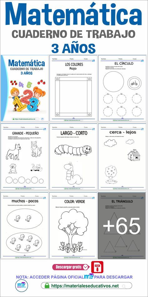 MATEMATICA CUADERNO DE TRABAJO 3 AÑOS ⭕️Material completo en PDF. Acceder link/enlace para descargar desde la web. 📕PDF✅https://materialeseducativos.net/2023/02/14/matematica-cuaderno-de-trabajo-3-anos/ Spanish Lessons For Kids, Kindergarden Activities, Spanish Classroom, Toddler Learning Activities, Spanish Lessons, Home Learning, Toddler Learning, Student Activities, Learning Spanish