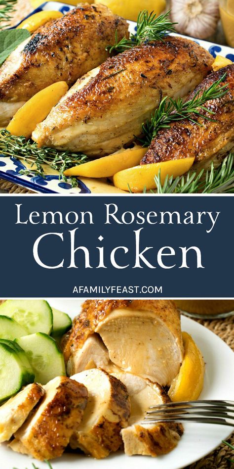 Lemon Rosemary Chicken Family Feast Recipes, Rosemary Butter, Oven Roasted Chicken Breast, Fresh Herb Recipes, Cooking With Fresh Herbs, Appetizers Healthy, Rosemary Recipes, Lemon Rosemary Chicken, Delicious Appetizers