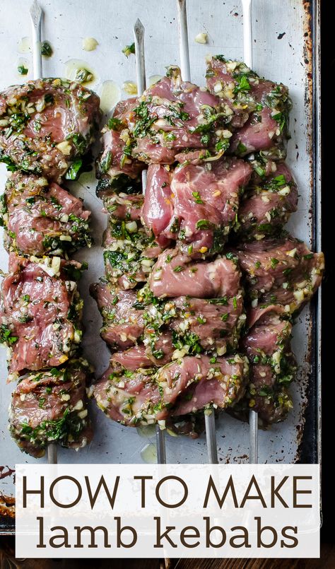 lamb kebabs before cooking. Lamb Kebabs Recipes Skewers, Lamb Kebab Marinade, Kebab Marinade, Grilled Lamb Recipes, Lamb Souvlaki, Fall Cookout, Lamb Kebab, Lamb Marinade, Lamb Kabobs