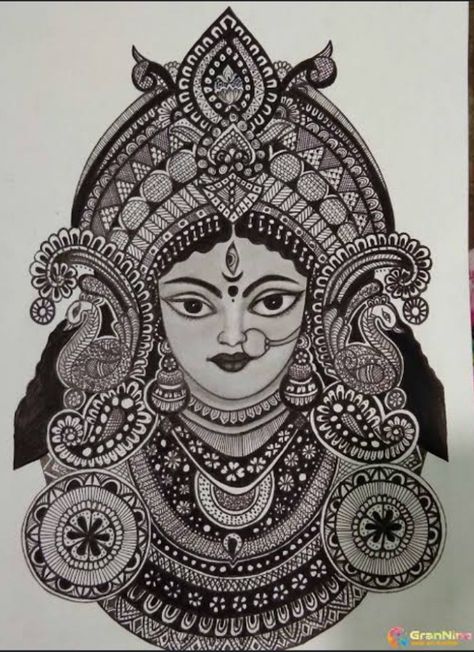 Blessed with godess Maa Kali Mandala Art, Saraswati Goddess Mandala Art, Durga Goddess Mandala Art, Shiv Parvati Drawing Mandala, Laxmi Goddess Mandala Art, Mata Rani, Mandala Art, Art