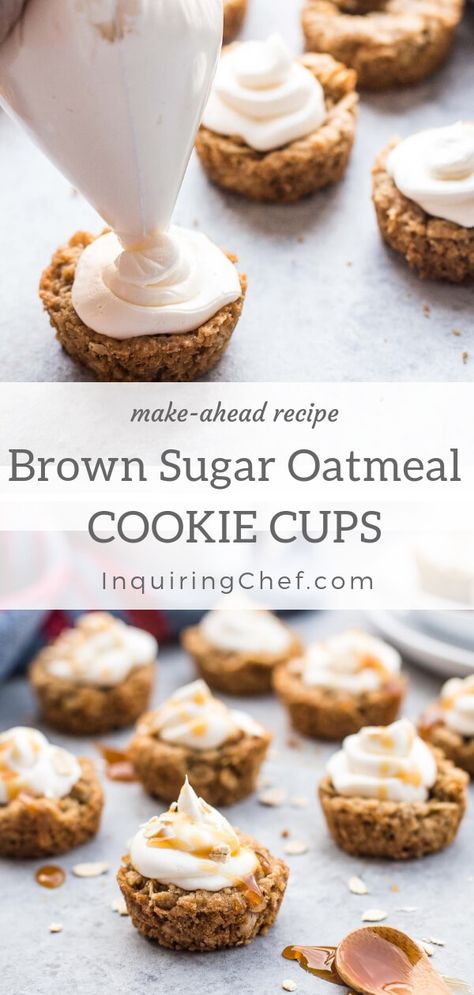 Dessert Cream Cheese, Brown Sugar Oatmeal Cookies, Mini Muffin Tin Recipes, Sugar Cookie Cups, Oatmeal Creme Pie, Brown Sugar Oatmeal, Cookie Cups Recipe, Oatmeal Cream Pies, Cream Pies