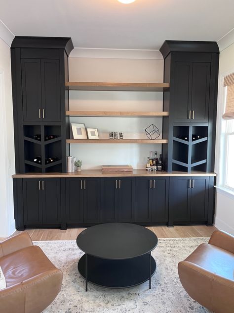 Built in Bars - Autumnwood Designs Ikea Bar Wall Unit, Black Built Ins Dining Room, Bar Room Ideas For Home, Custom Bar Cabinets Built Ins, Bar Built In Cabinets, Built In Bars, Built In Bar Dining Room, Built In Dry Bar, Small Built In Bar