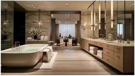 Aesthetic Big Bathroom, Billionaire Man, Bath Tub For Two, Lux Bathroom, New York Penthouse, Big Baths, Holly House, Cute Places, Room Tv Unit